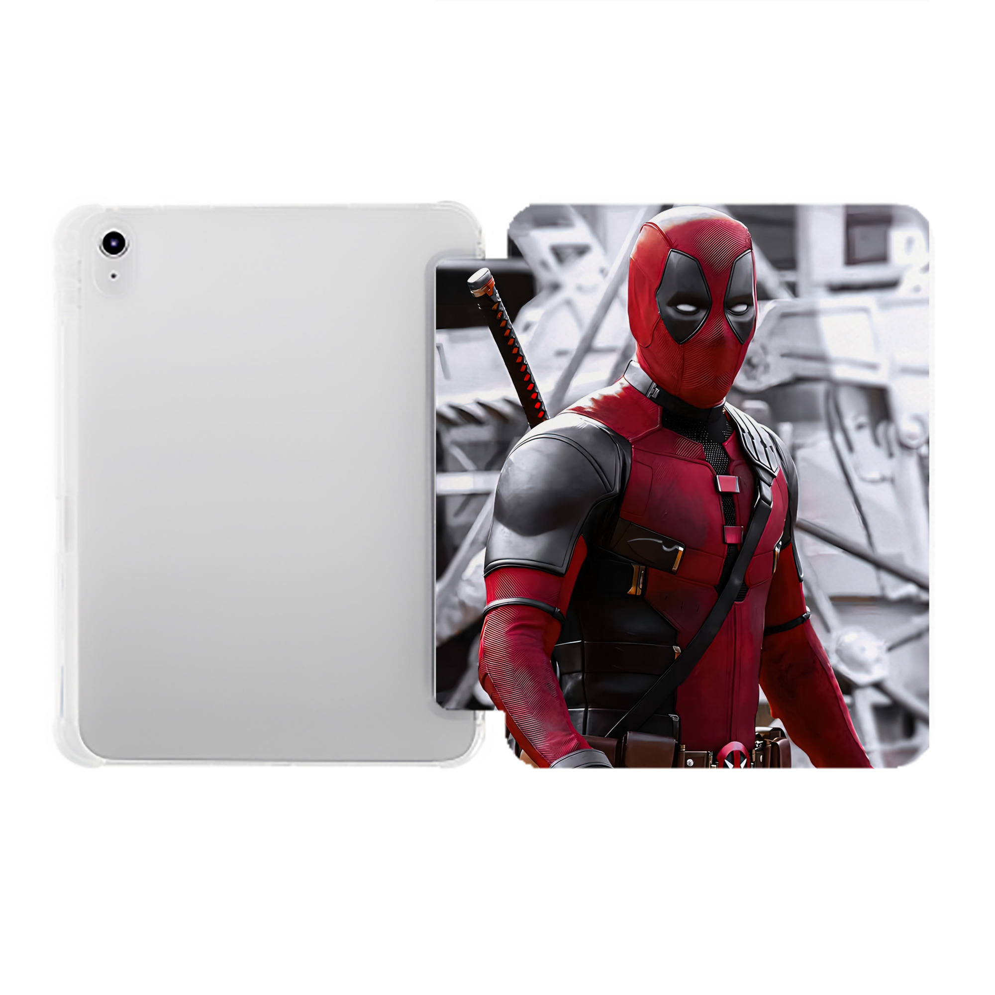 （画像用） Deadpool デッドプール IPad ケース ペン収納付き 三つ折りスタンド PUレザー×シリコン 対応機種9.5/10.5/10.9インチ